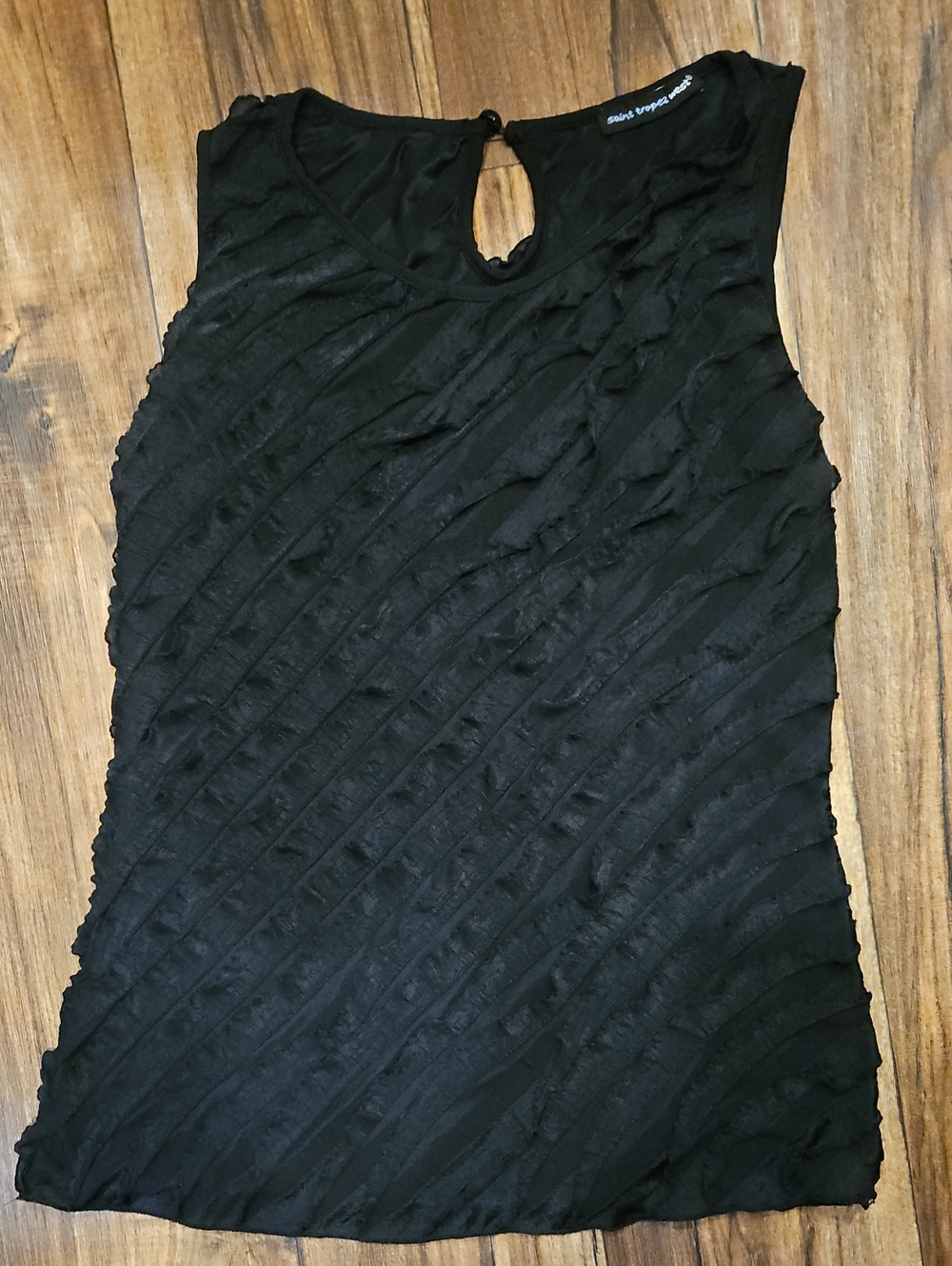 Saint Tropez West Sleeveless Black Textured Women’s Blouse